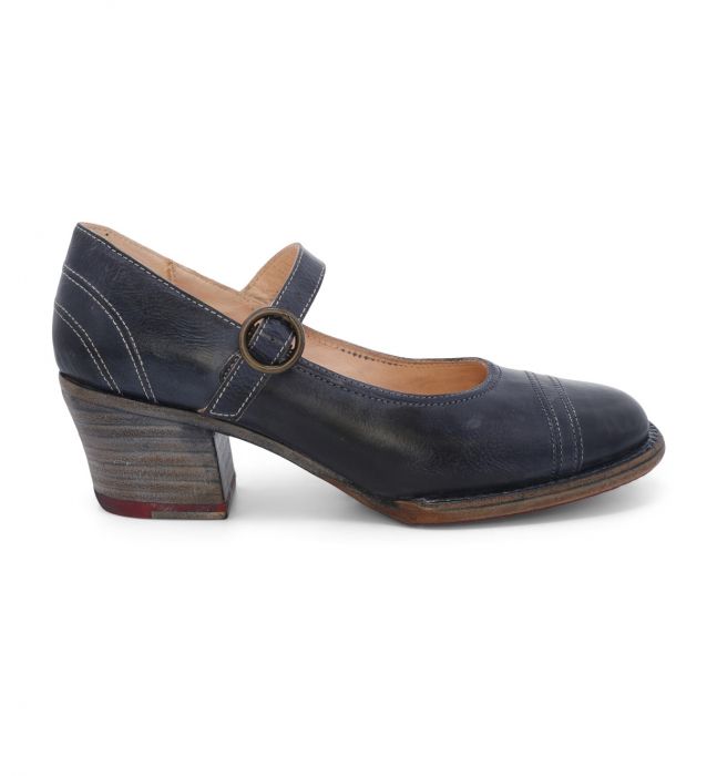 (image for) Twigley Navy Rustic Leather Shoes with Strap & Buckle